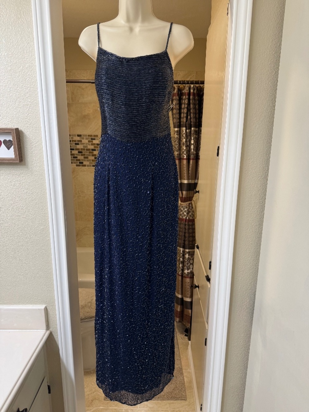 Navy Blue Beaded Gown